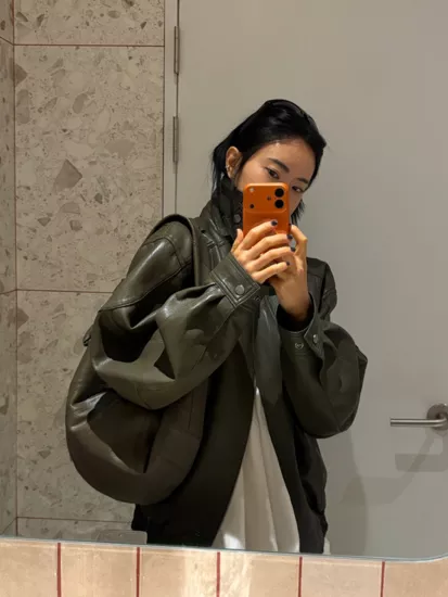 率性立領挺版皮革外套