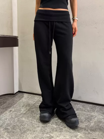 修身褲頭反褶喇叭褲