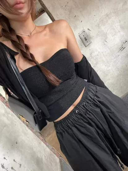 細閃光澤平口Bra top