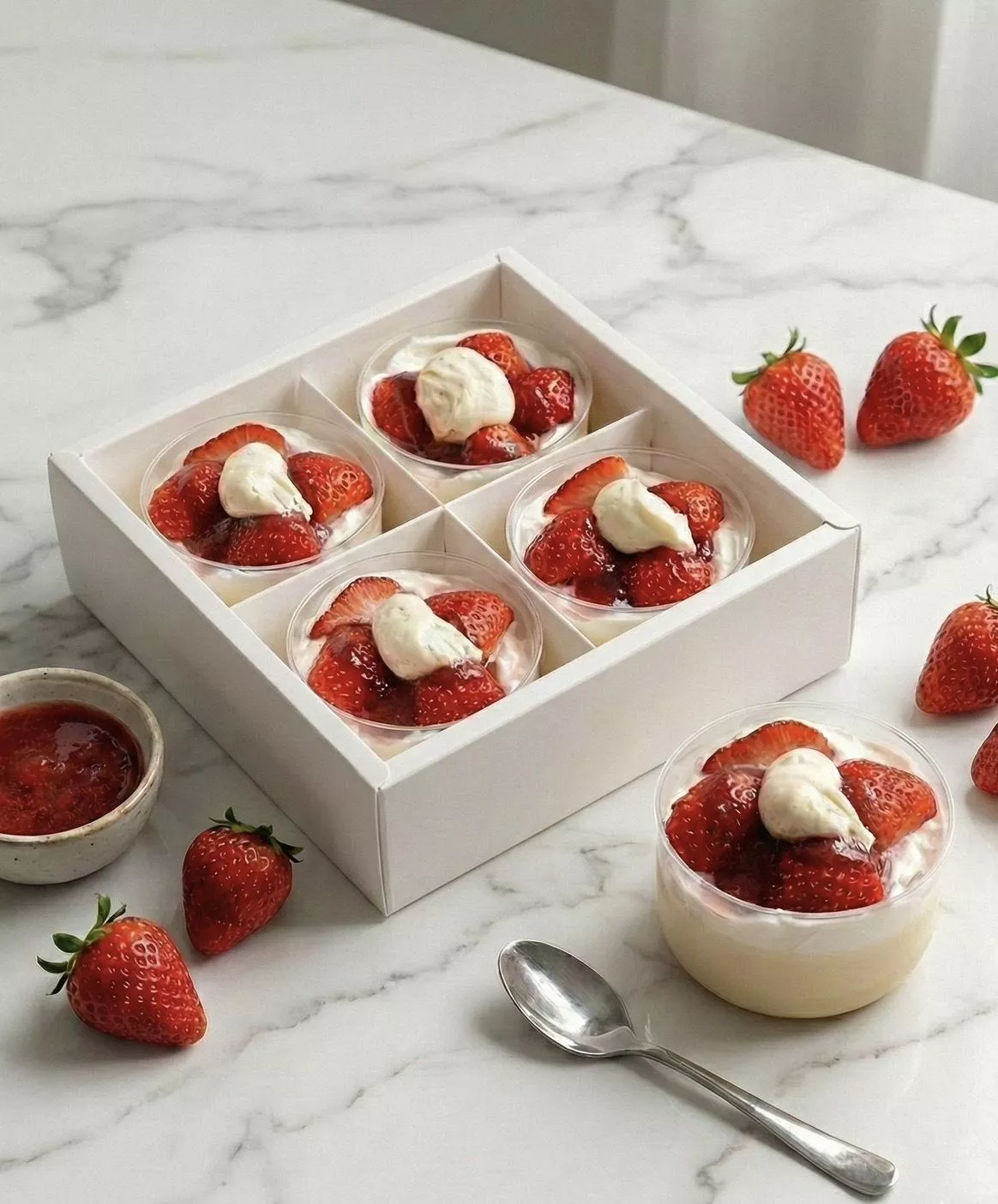 日式香草草莓布丁