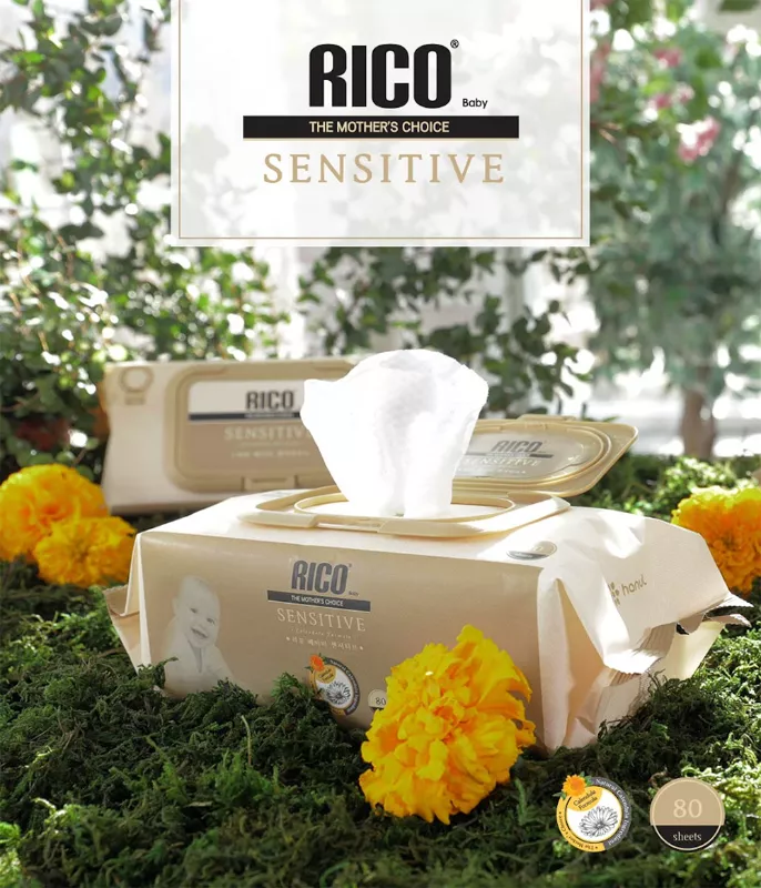 韓國 RICO baby 金盞花有機天然厚款濕紙巾(Sensitive 80抽) 12入/箱