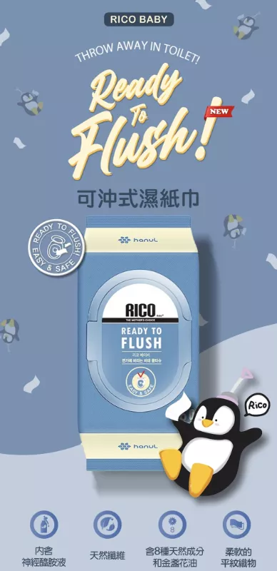 韓國 RICO baby 兒童可沖式濕紙巾(60抽) 10入/箱