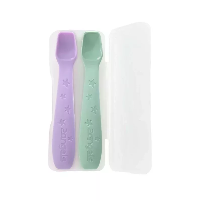 2angels 矽膠餵食湯匙兩入組(附外出盒)