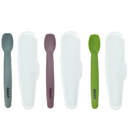 【BeBeLock】矽膠離乳餵食軟湯匙(附盒)