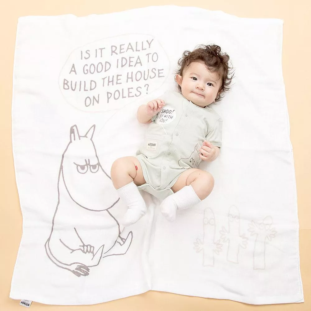 日本製 MOOMIN 紗布包巾｜限量嬰兒毯｜透氣柔軟純棉｜新生兒彌月禮 推薦