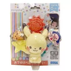 日本正版 寶寶皮卡丘 推車降落傘 日本掛飾玩具 搖鈴聲 可抓可搖 視覺聽覺訓練