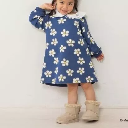 日本正版 MIFFY童裝｜長袖藍色洋裝 80cm｜純棉舒適可愛裙裝