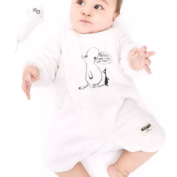 日本限定MOOMIN BABY毛茸茸連身衣｜冬季厚款｜附樹精娃娃｜60–80cm｜嚕嚕米寶寶服