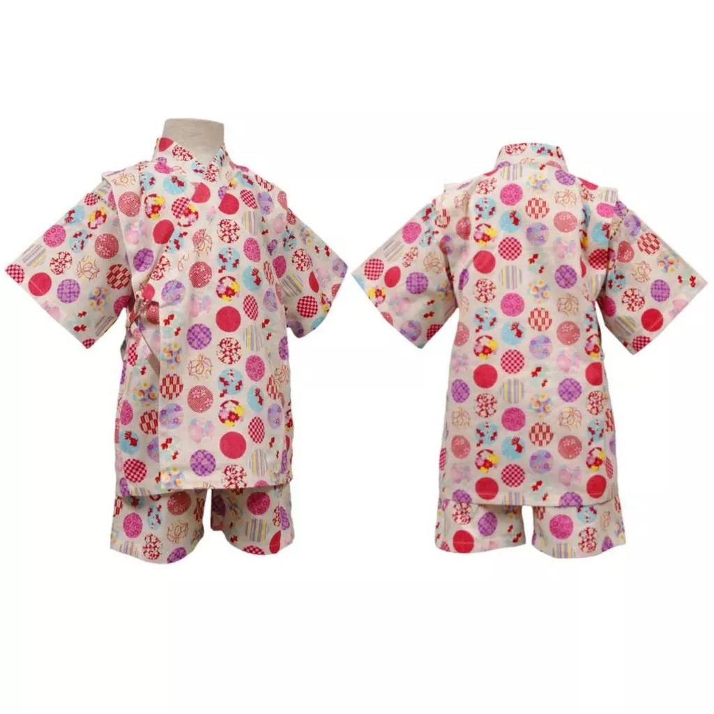 東京百年日本橋購入｜日本製高級和風浴衣｜幼兒～小童款｜粉色／白色｜80-130cm