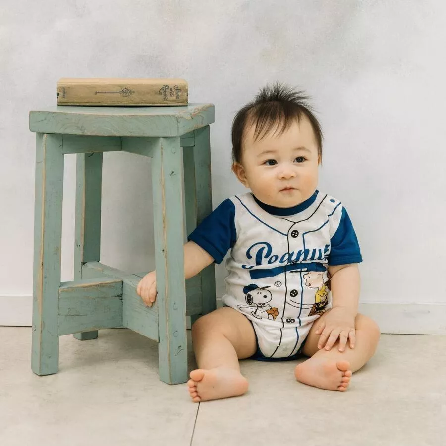 日本 SNOOPY 包屁衣｜史努比 棒球風短袖｜純棉寶寶連身衣 70/80cm 包屁衣 史奴比