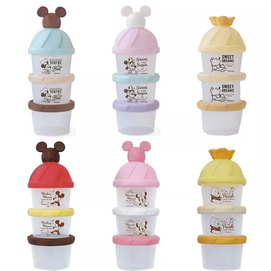 日本製迪士尼奶粉盒｜三層密封分裝｜可煮沸消毒｜微波可｜外出零食盒｜育兒必備