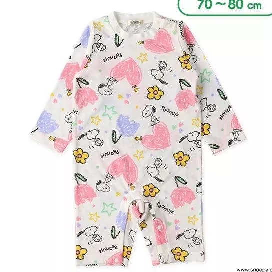 日本 春季花季 史奴比 Flower  SNOOPY  天竺棉 長袖連身衣 史努比