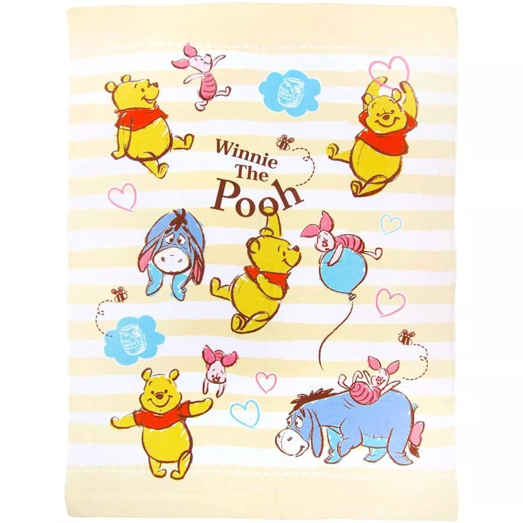 日本 維尼小熊純棉大毛巾｜85×115cm｜寶寶推車毯/包巾/午睡毯｜迪士尼正版
