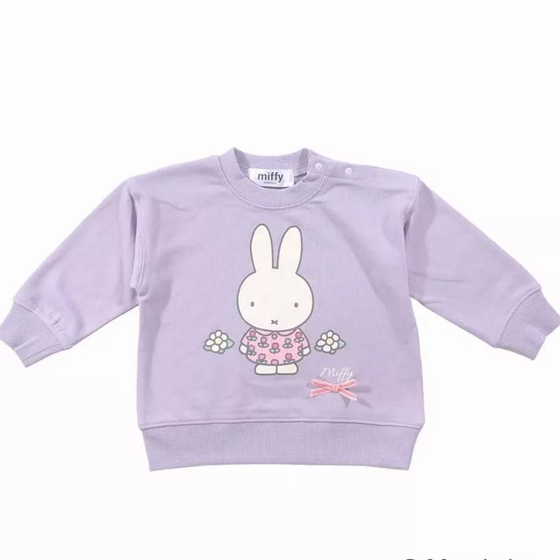 【日本直送 Miffy 蝴蝶結粉紫運動衫】可愛大學T／寶寶女孩服飾｜胸口MIFFY／米飛兔 米菲