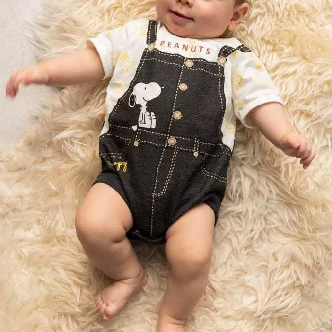 【日本直送】SNOOPY包屁衣｜漫畫風×工作服造型｜純棉材質｜70/80cm寶寶裝