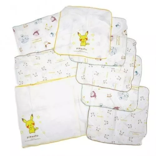 【日本原裝正版 皮卡丘】紗布巾8件組｜寶寶洗澡巾／彌月禮物推薦／100%純棉紗布巾