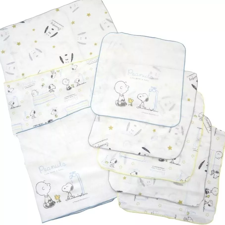 【日本直送】SNOOPY嬰兒洗澡紗布巾8件組｜正版限量版｜100%純棉｜彌月禮 推薦 snoopy紗布巾