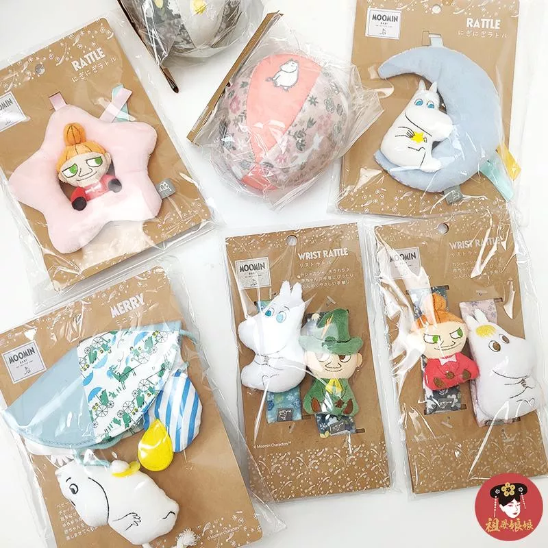 【日本正版】MOOMIN 寶寶安撫玩具組合 感統玩具｜降落傘吊飾＋手搖鈴＋腕帶搖鈴｜新生兒 彌月禮