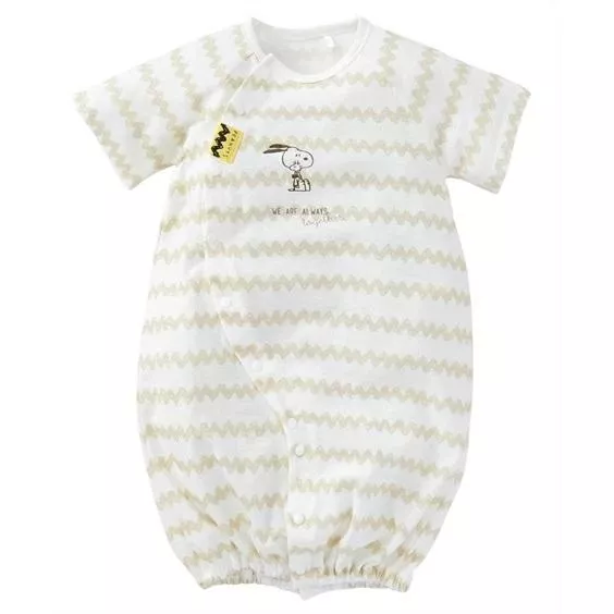 【日本直送】SNOOPY寶寶短袖連身衣｜裙褲兩用×前開扣｜100%棉紗透氣材質｜0–12個月適用｜史努比 史奴比