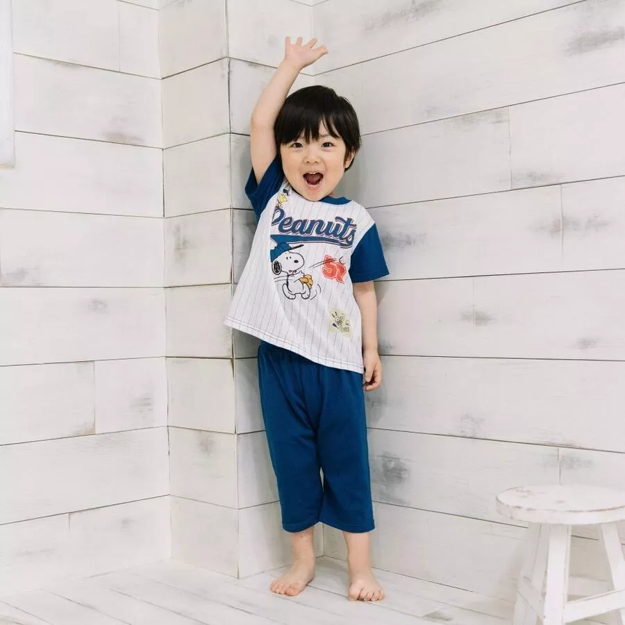 【日本限定】SNOOPY 小小棒球隊 半袖腹卷睡衣套裝 90 95cm 史努比 史奴比