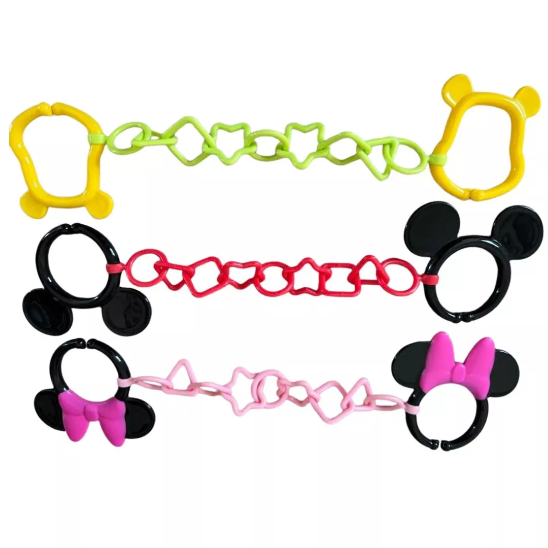 【日本限定】迪士尼玩具鍊｜米奇 米妮 維尼｜推車玩具固定鍊｜柔軟安全材質｜嬰兒用品推薦