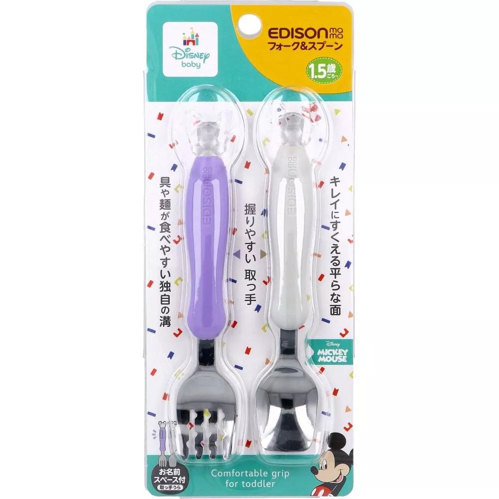 現貨【韓國製】迪士尼 水晶般的米奇米妮｜寶寶不鏽鋼餐具組｜1.5歲以上｜好握好學習
