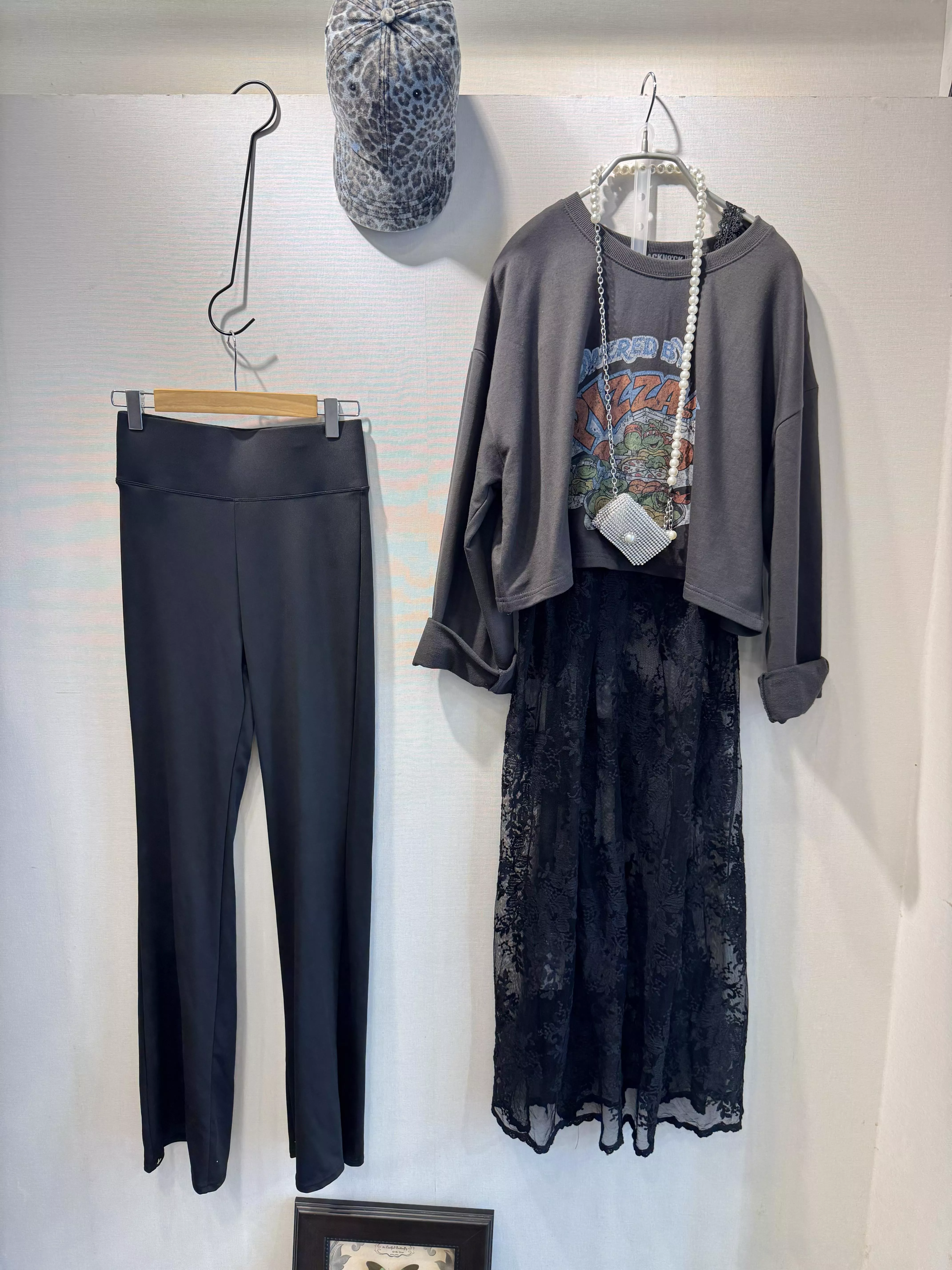 👖大彈性高腰修身喇叭褲