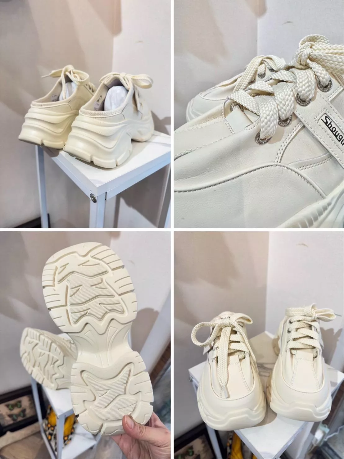 真皮厚底球鞋型拖鞋