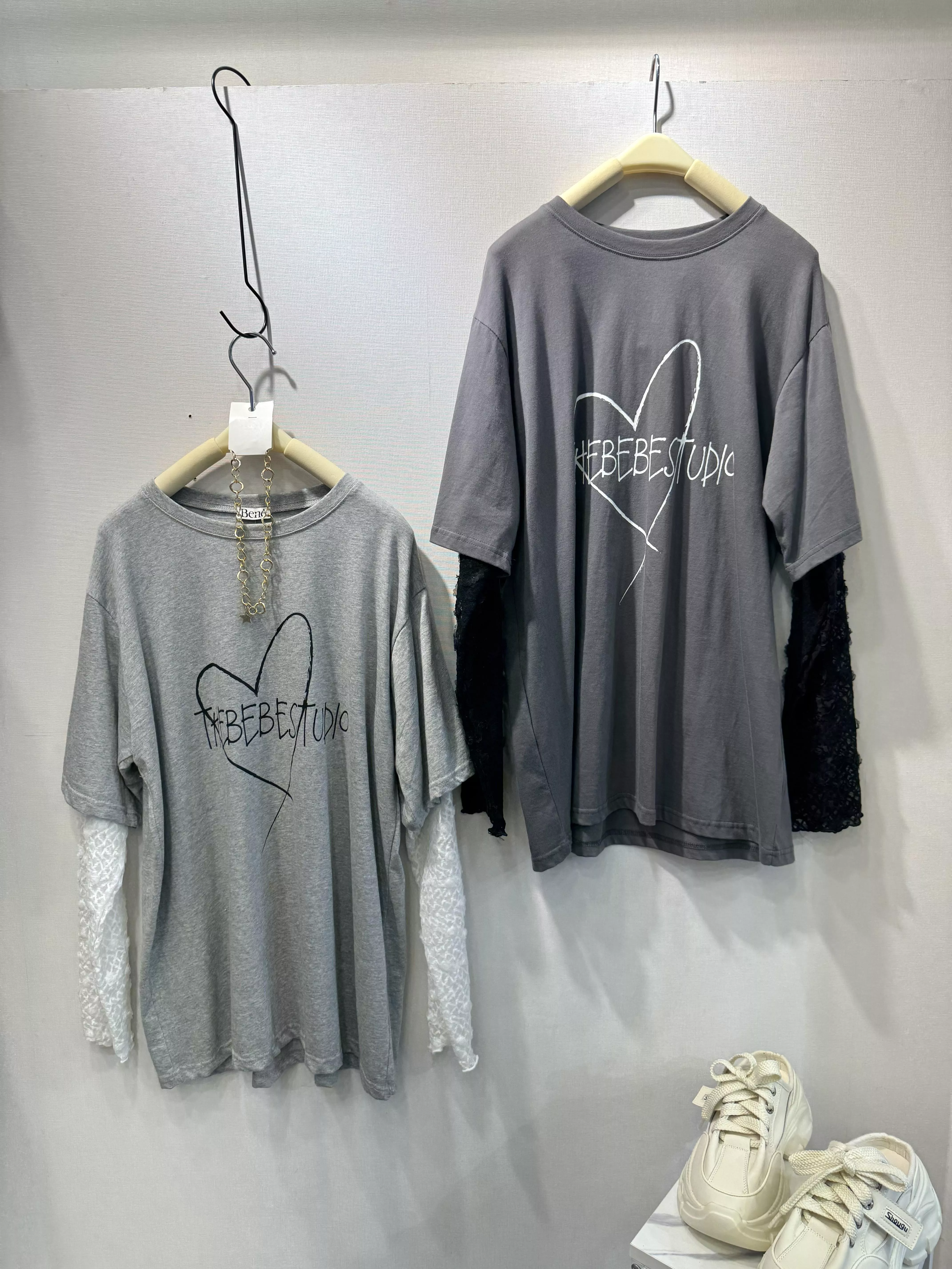 蕾絲拼接印花Tee