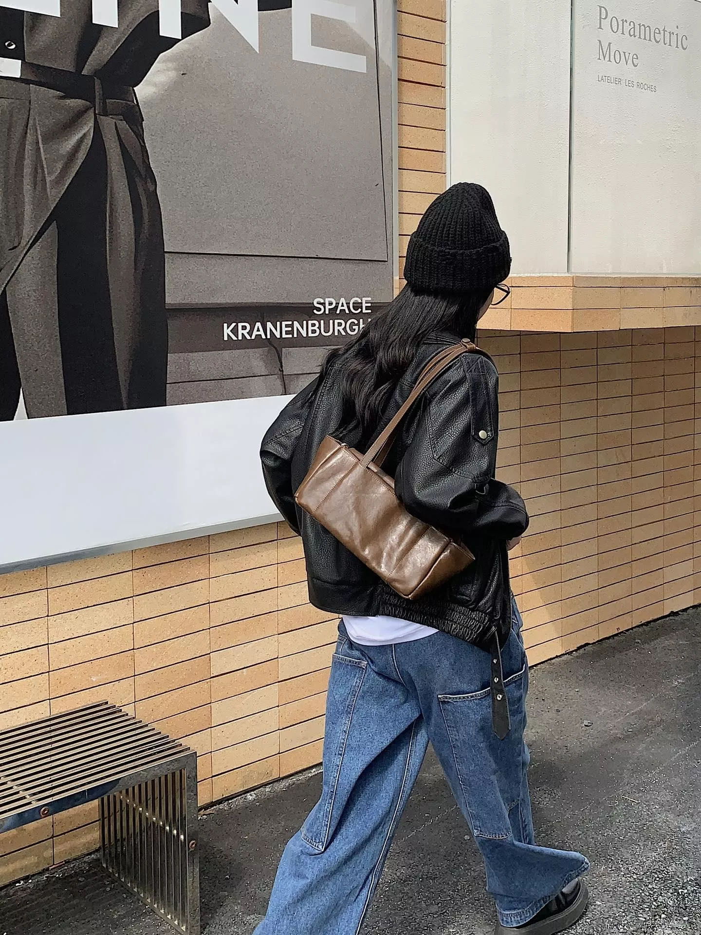 長形多格層上肩兩用包包