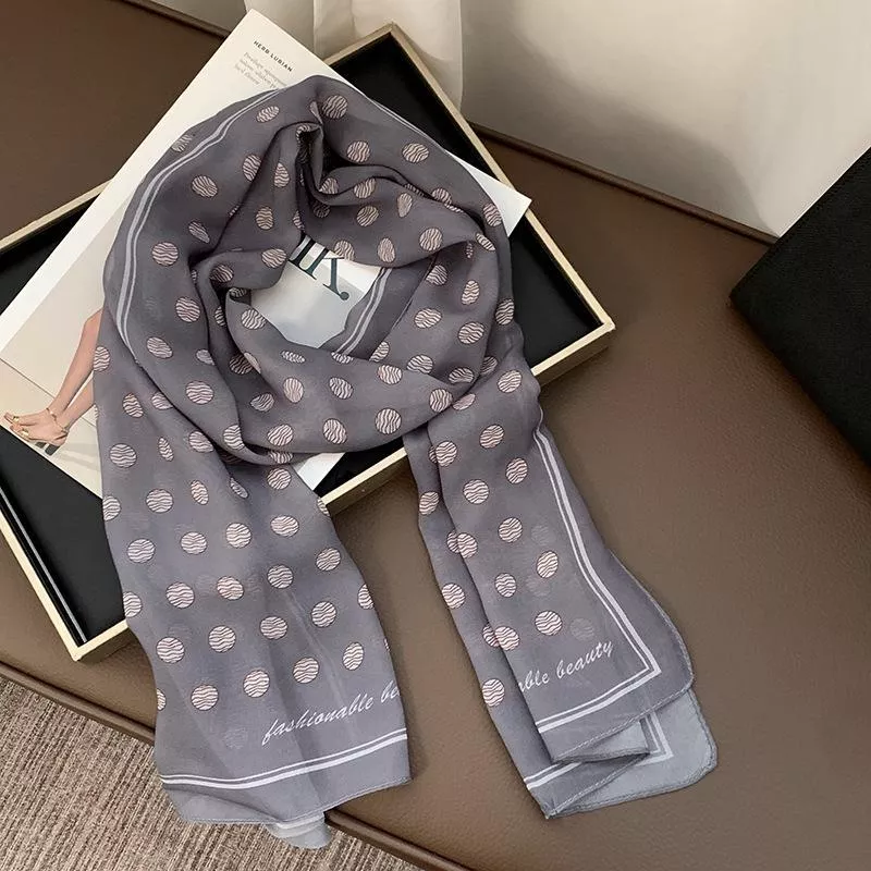 波浪圓點長條領巾