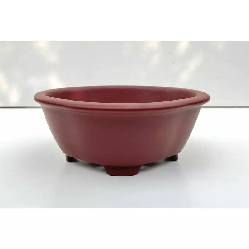 《野趣小品盆栽》中國宜興-朱泥木瓜鉢 ．盆缽