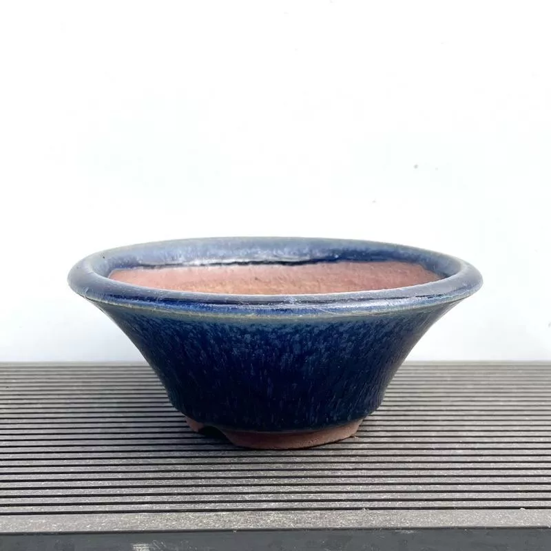 《野趣小品盆栽》日本盆缽🇯🇵耀山-琉璃釉丸盆鉢