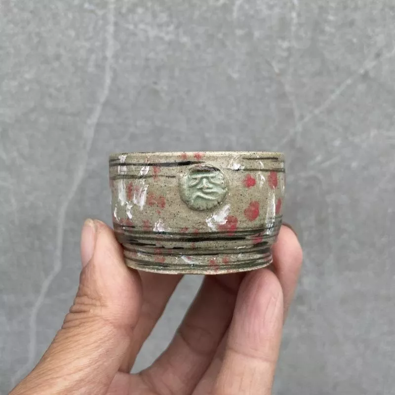 《野趣小品盆栽》台灣手工盆缽-平（手繪盆）