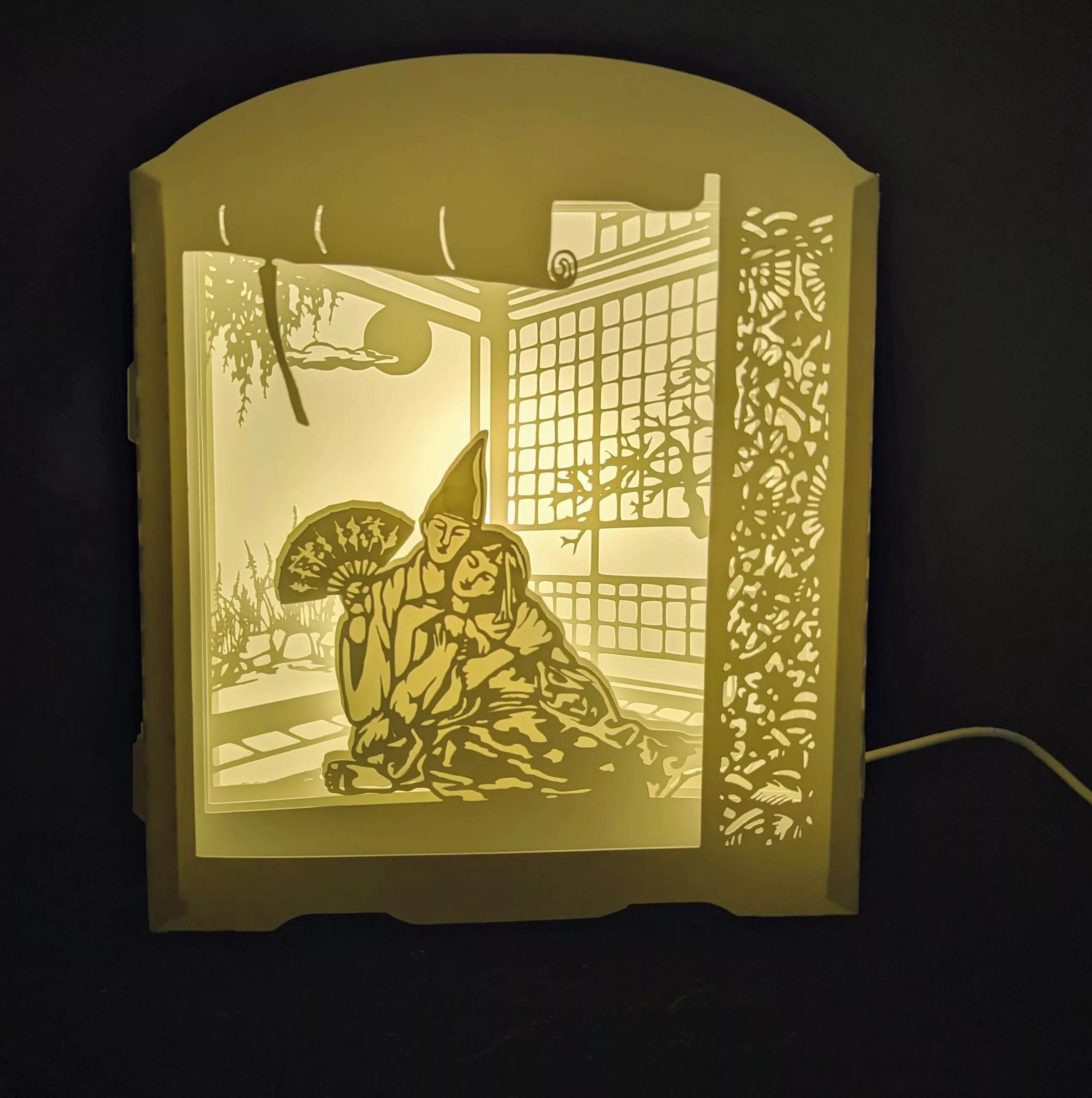 源氏物語系列-紫藤花-朧月夜  紙雕燈