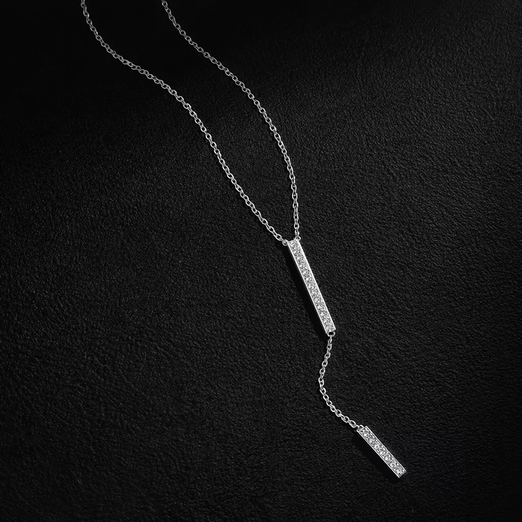 雙條鑲鑽垂墜鍊