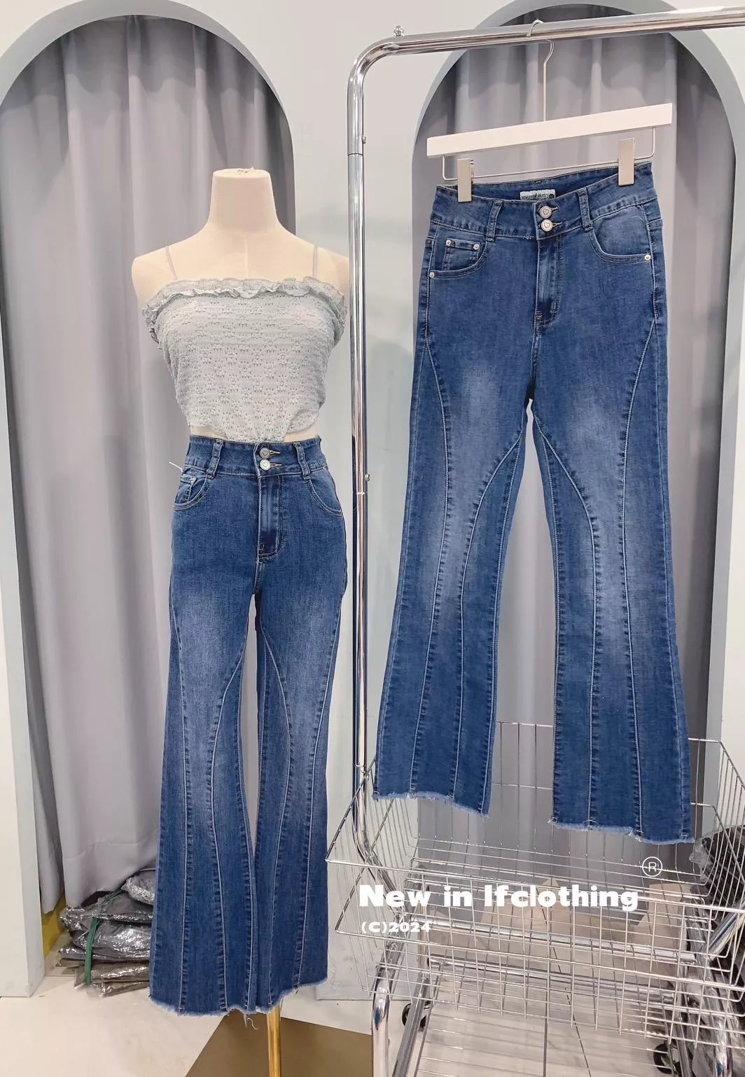 熱銷長褲🔥［S-XL］愛心銀釦激瘦微喇叭褲