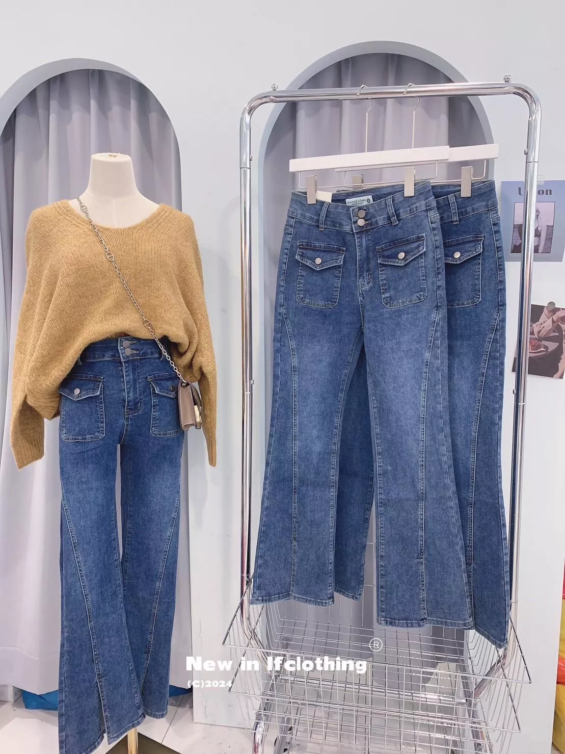 熱銷長褲🔥［S-XL］激瘦牛仔開衩喇叭褲