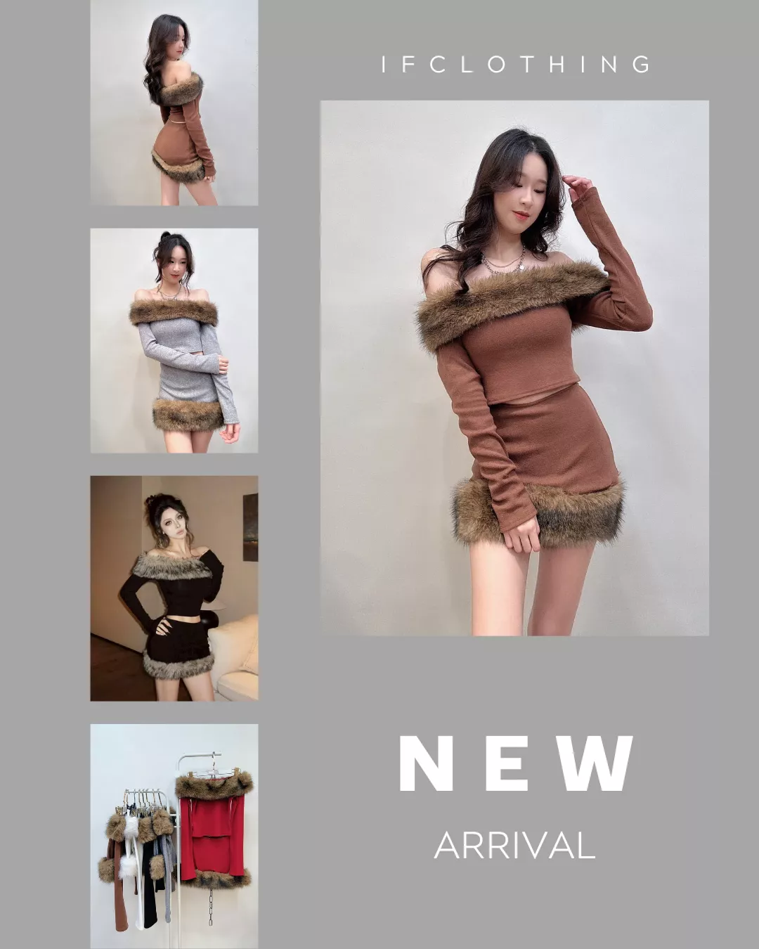 熱銷上衣🔥毛毛一字領修身套裝(毛毛可拆)