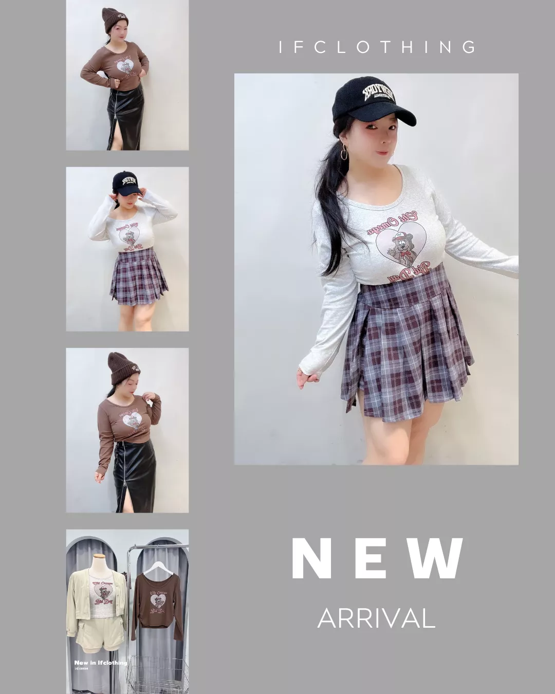 大尺碼上衣🔥復古熊熊印花側皺T恤