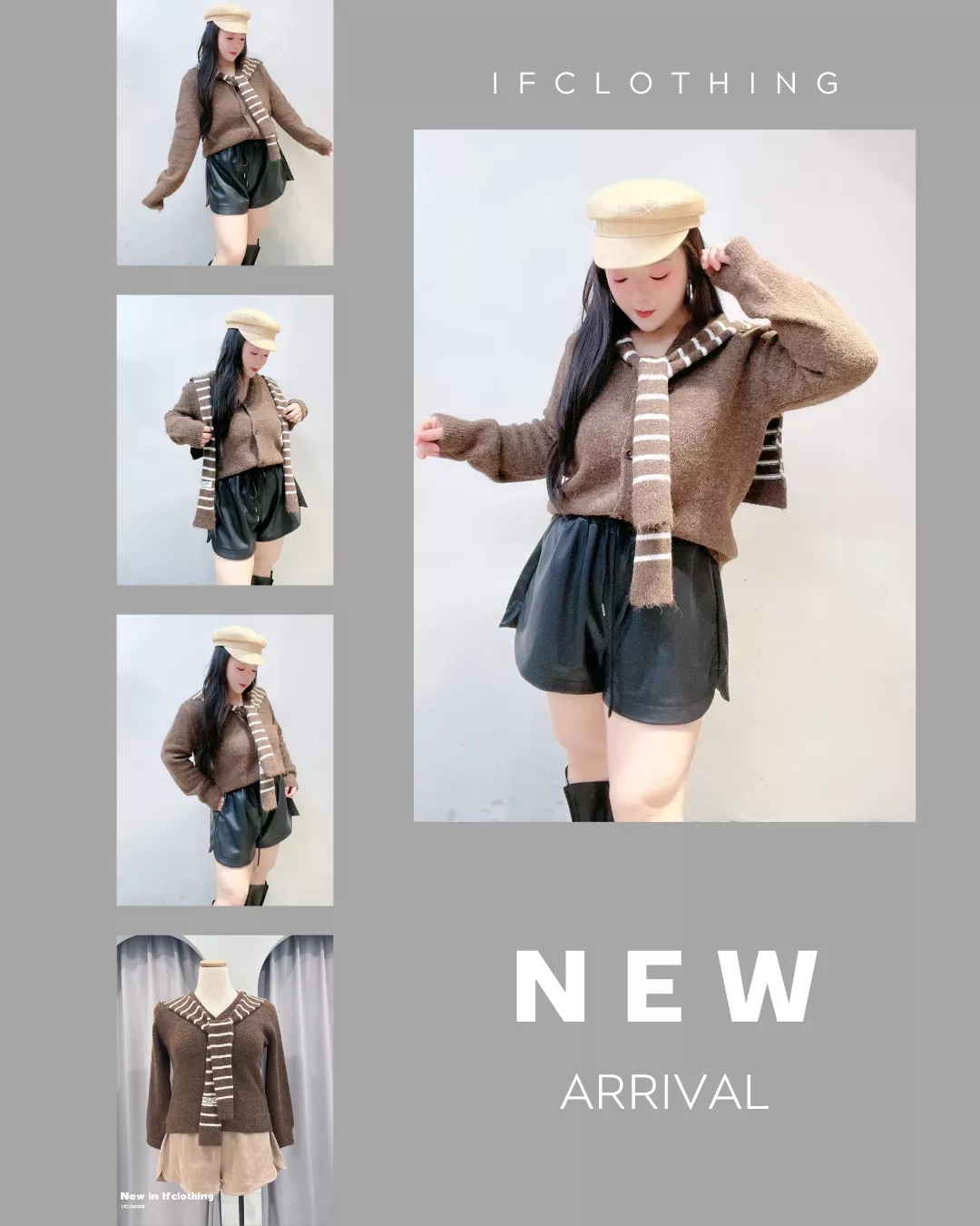 大尺碼上衣🔥條紋披肩針織兩件套