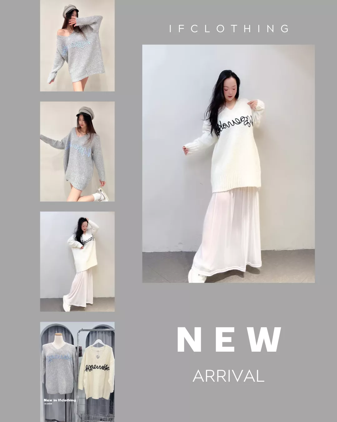 大尺碼上衣🔥刺繡字母長版針織