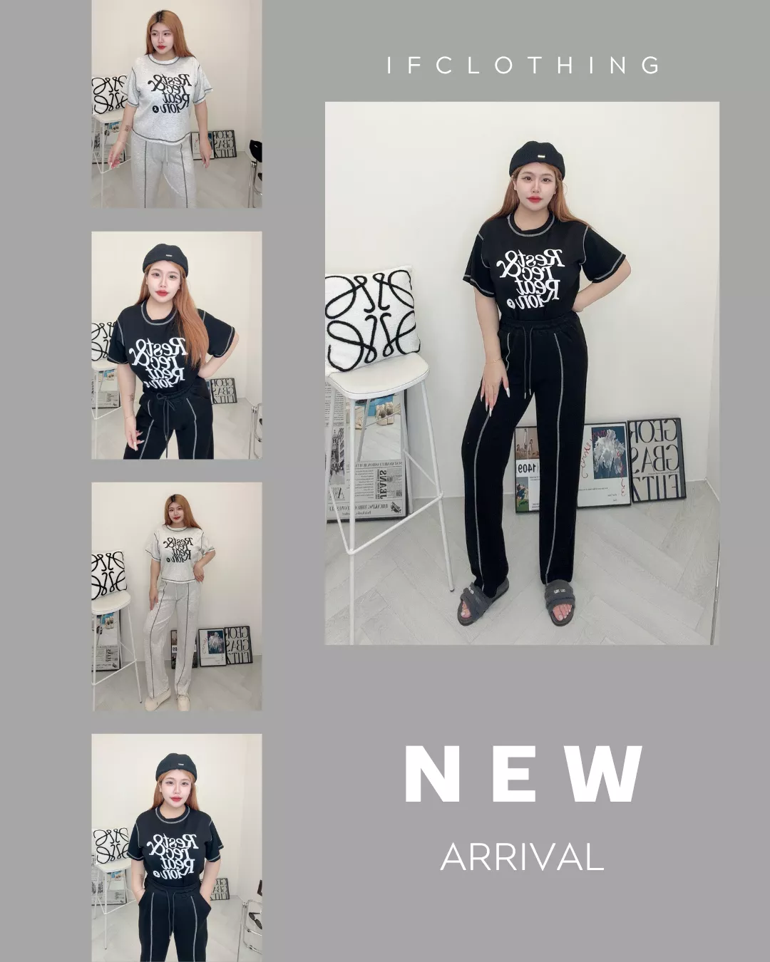 大尺碼套裝🔥空氣棉反車線T恤+寬褲set