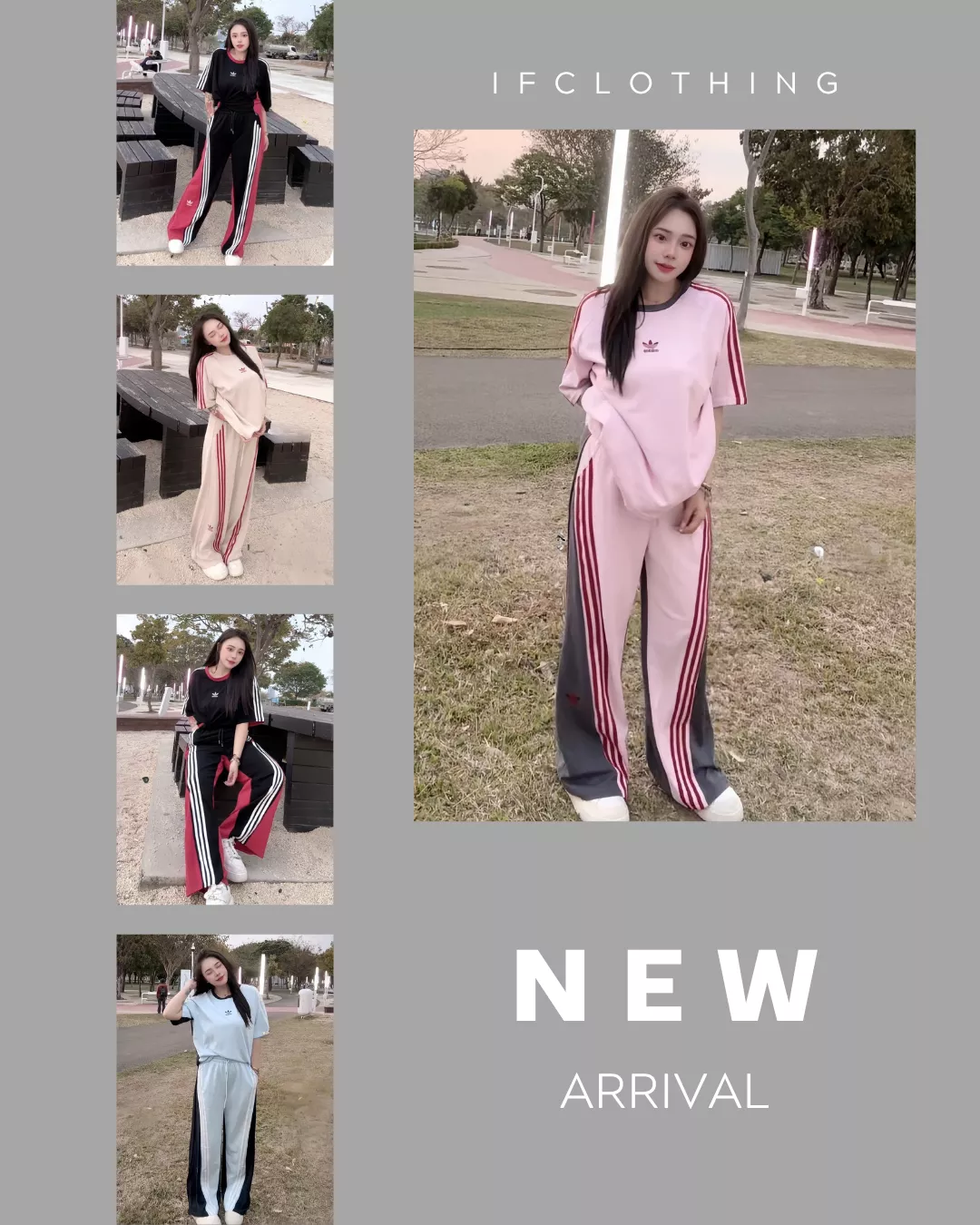 大尺碼套裝🔥撞色三線短袖+寬褲set