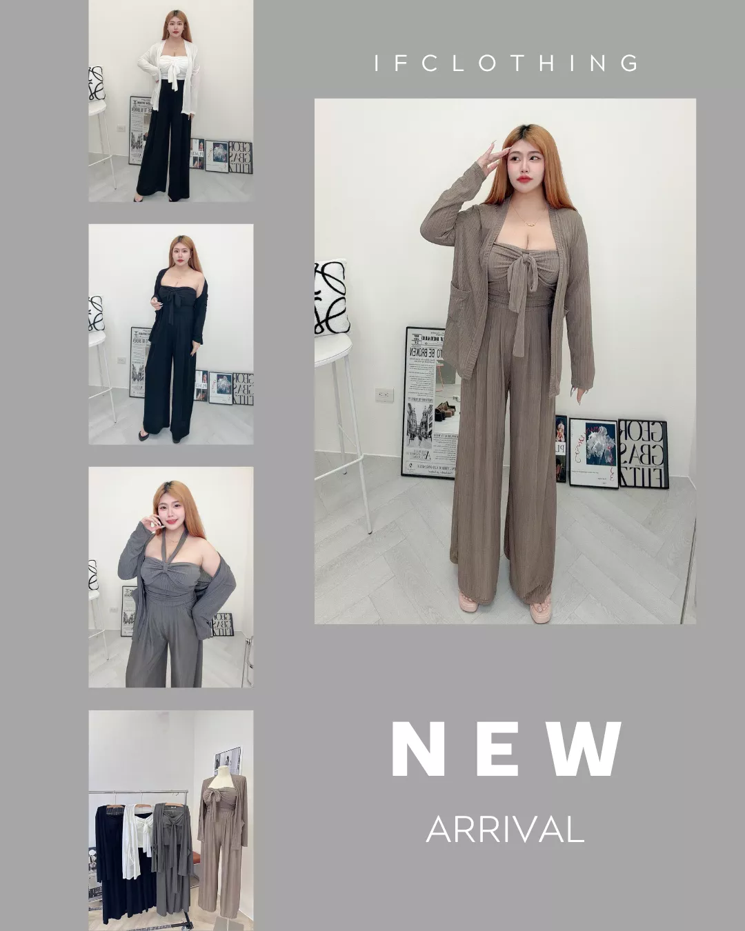 大尺碼套裝🔥綁帶胸墊背心三件套裝