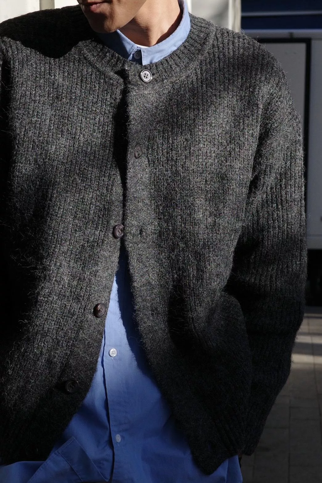 油畫感混色針織外套