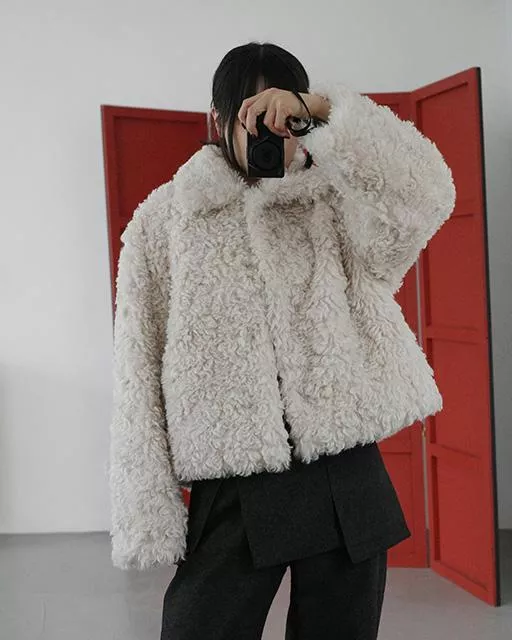 奶霜捲捲毛羊羔外套