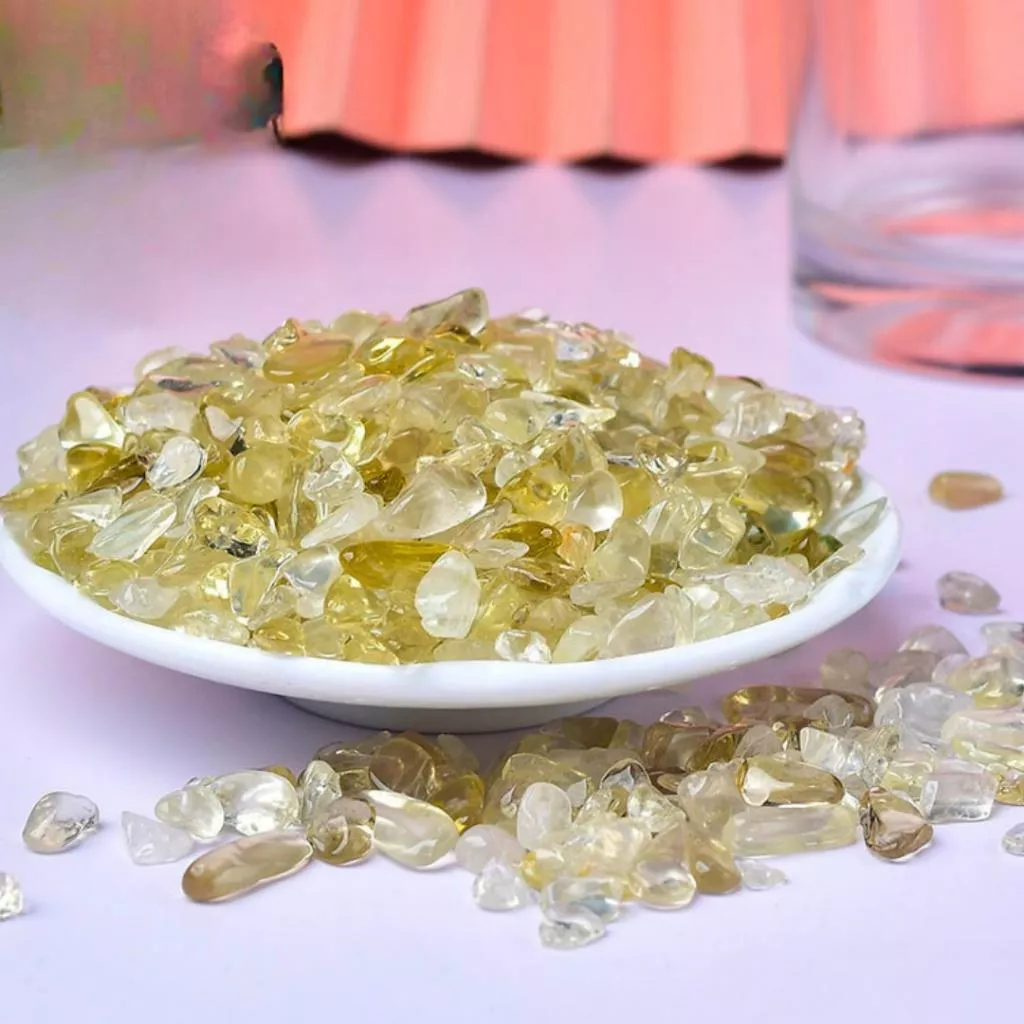 檸檬黃水晶碎石 100g 水晶碎石 碎石消磁【SP0140】