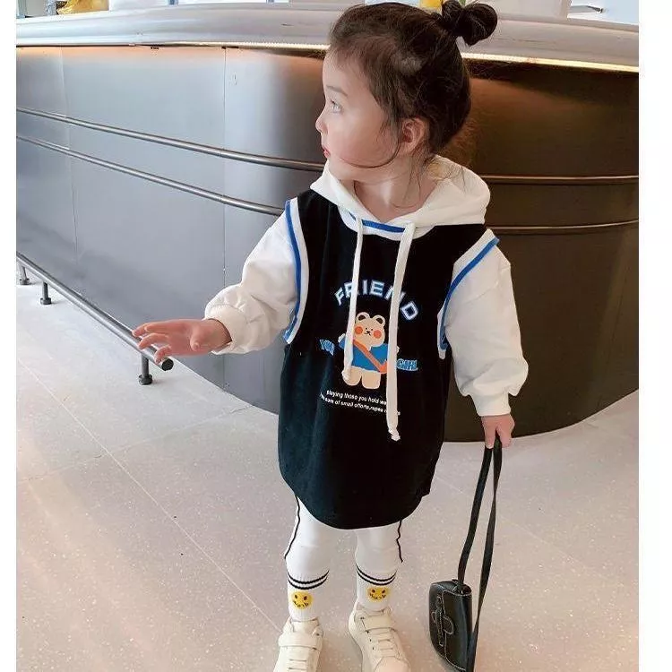 中小童寬鬆連帽連衣裙