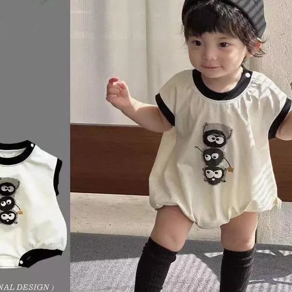 煤球精靈無袖短哈A類親膚寶寶爬爬服